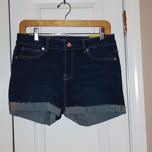 Roebuck & Co dark denim jean rough hem short shorts Sz 10 NWT Mid Rise